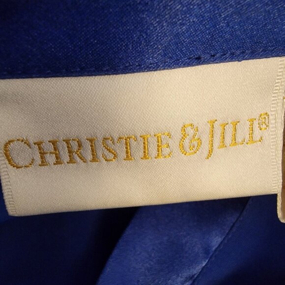 Christie & Jill Pajama Set Polyester‎ Button Up Shirt Blue Womens XL Vintage EUC - Picture 7 of 9